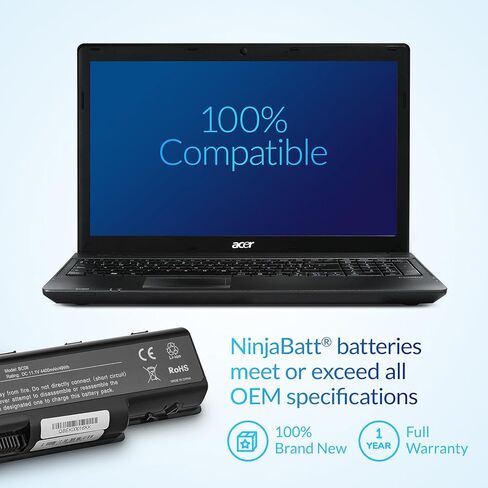 بطارية NinjaBatt لـ K53E A32-K53 A41-K53 X44H A53S A53U X53U X53E X54C K53S K53SV A53E X53S X54H 07G016H31875 A43S K53SD A53 A54 K53 A54C A42-K53 - أداء عالي [6 خلايا/4400 مللي أمبير/4 8Wh] in Kuwait