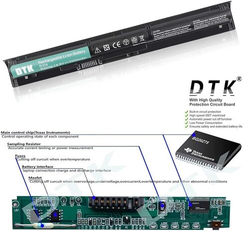 DTK RI04 805294-001 Replacement Laptop Battery for HP Envy 15 ProBook 450 455 470 G3 Series RI06XL HSTNN-DB7B HSTNN-PB6Q HSTNN-Q94C HSTNN-Q95C HSTNN-Q97C (14.8V 2500mAh 4-Cell) in Saudi Arabia