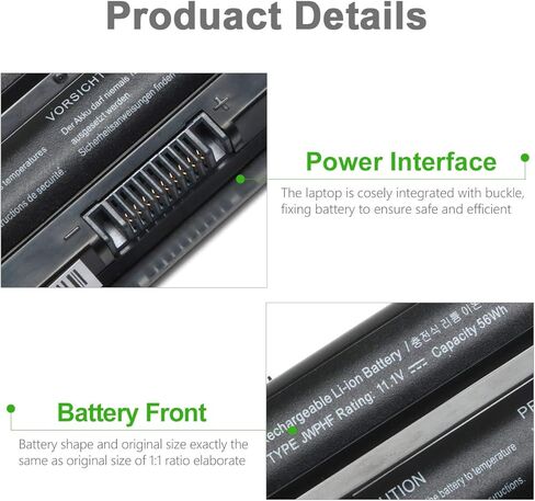 بطارية كمبيوتر محمول XPS 14 L401X JWPHF متوافقة مع Dell XPS 15 L501X L502X L521X XPS 17 L701X تناسب 312-1127 J70W7 P09E R795X WHXY3 312-1127 453-10186 11.1 فولت 6 خلايا 56 وات في الساعة in Kuwait