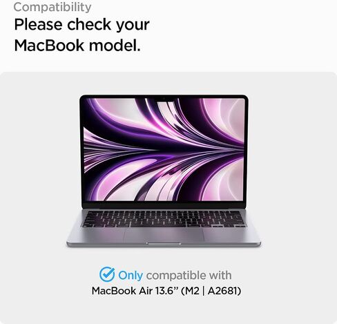 Spigen Urban Fit مصمم لجهاز MacBook Air 13.6 بوصة حافظة 2022 2023 إصدار A2681 M2 Chip غطاء حماية صلب من القماش الفاخر - أسود in Kuwait