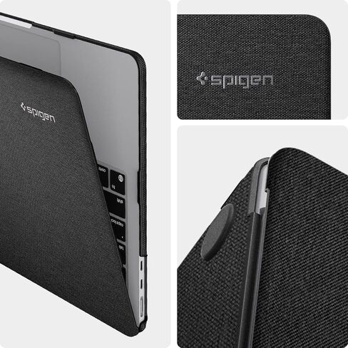 Spigen Urban Fit مصمم لجهاز MacBook Air 13.6 بوصة حافظة 2022 2023 إصدار A2681 M2 Chip غطاء حماية صلب من القماش الفاخر - أسود in Kuwait