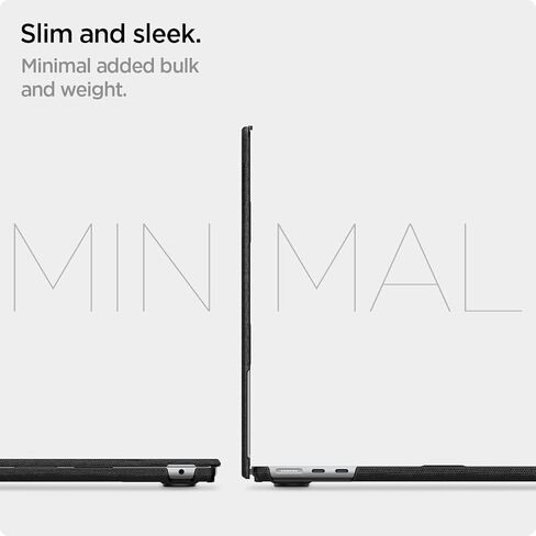 Spigen Urban Fit مصمم لجهاز MacBook Air 13.6 بوصة حافظة 2022 2023 إصدار A2681 M2 Chip غطاء حماية صلب من القماش الفاخر - أسود in Kuwait