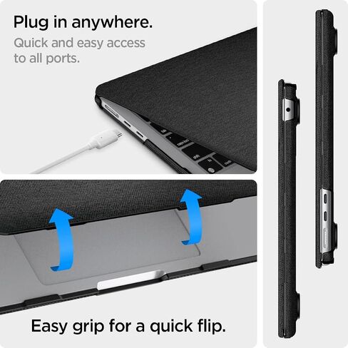 Spigen Urban Fit مصمم لجهاز MacBook Air 13.6 بوصة حافظة 2022 2023 إصدار A2681 M2 Chip غطاء حماية صلب من القماش الفاخر - أسود in Kuwait