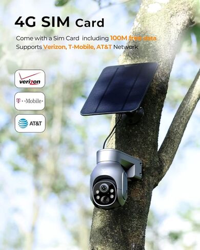 K&F Concept 4G LTE Cellular Security Camera with SD & SIM Card, No WiFi Security Camera with 2K Color Night Vision, 360°View, PIR Motion Sensor, 2 Way Talk, Cloud/SD Storage in Saudi Arabia