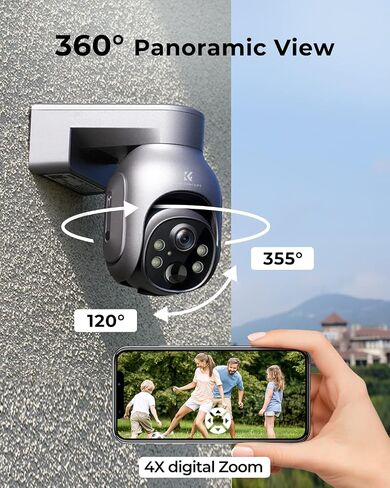 K&F Concept 4G LTE Cellular Security Camera with SD & SIM Card, No WiFi Security Camera with 2K Color Night Vision, 360°View, PIR Motion Sensor, 2 Way Talk, Cloud/SD Storage in Saudi Arabia