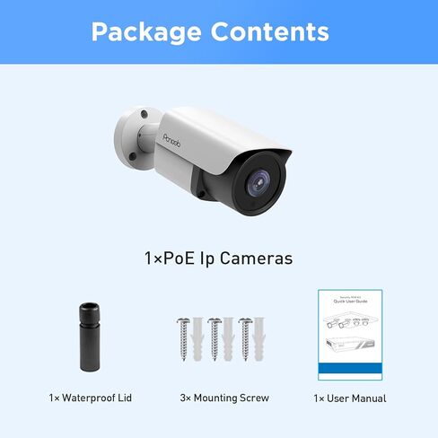 كاميرا أمان PANOOB 4K، كاميرا UltraHD 8MP سلكية للمراقبة بالرصاص IP PoE في الهواء الطلق، كشف الإنسان/المركبة بالذكاء الاصطناعي، ميكروفون مدمج، رؤية ليلية بالأشعة تحت الحمراء 100 قدم، IP67 مقاومة للطقس، PB37A-4K in Kuwait