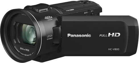 كاميرا فيديو باناسونيك HC-V800K FHD تشبه السينما، عدسة Leica Dicomar 24x، مستشعر Bsi 1/2.5 بوصة، ثلاثة أنظمة تثبيت O.I.S، أسود in Saudi Arabia