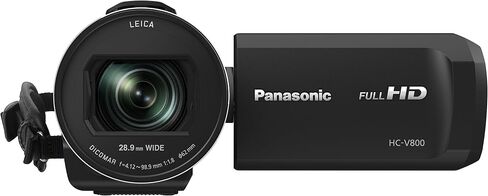 كاميرا فيديو باناسونيك HC-V800K FHD تشبه السينما، عدسة Leica Dicomar 24x، مستشعر Bsi 1/2.5 بوصة، ثلاثة أنظمة تثبيت O.I.S، أسود in Saudi Arabia