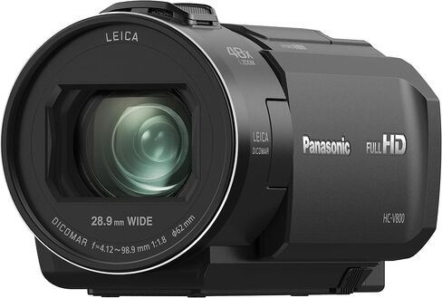 كاميرا فيديو باناسونيك HC-V800K FHD تشبه السينما، عدسة Leica Dicomar 24x، مستشعر Bsi 1/2.5 بوصة، ثلاثة أنظمة تثبيت O.I.S، أسود in Saudi Arabia