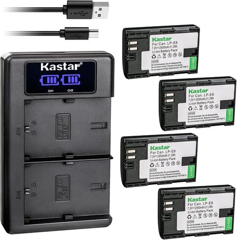 Kastar LP-E6 LP-E6NH LKD2 USB Battery Charger Replacement for Blackmagic Pocket Cinema Camera 4K, Blackmagic Pocket Cinema Camera 6K, Z CAM E2C Professional 4K Cinema Camera in Saudi Arabia