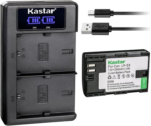Kastar LP-E6 LP-E6NH LKD2 USB Battery Charger Replacement for Blackmagic Pocket Cinema Camera 4K, Blackmagic Pocket Cinema Camera 6K, Z CAM E2C Professional 4K Cinema Camera in Saudi Arabia