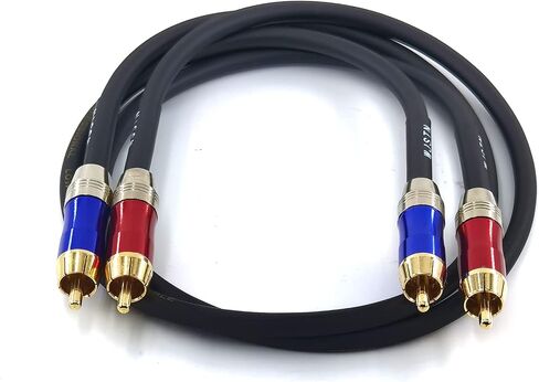 WJSTN-020 RCA to RCA Audio Cable, 1RCA Male to 1RCA Male Stereo Audio Cable Converter, Digital Stereo Audio Cable for subwoofer, Home Theater, high-Fidelity Audio-Double Shielding-2 Pack (6IN) in Kuwait