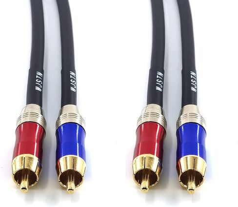WJSTN-020 RCA to RCA Audio Cable, 1RCA Male to 1RCA Male Stereo Audio Cable Converter, Digital Stereo Audio Cable for subwoofer, Home Theater, high-Fidelity Audio-Double Shielding-2 Pack (6IN) in Kuwait