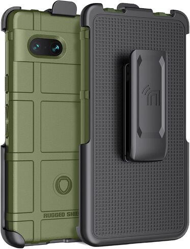 Case with Clip for Google Pixel 7a Phone (2023), Nakedcellphone Special Ops Tactical Armor Rugged Shield Protective Cover and [Rotating Ratchet] Belt Clip Holster [Matte Grip Texture] - Black in Kuwait