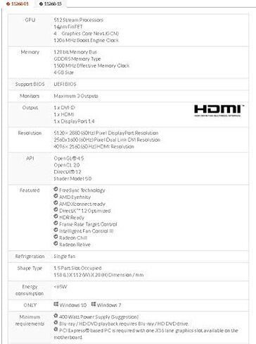 زافير بطاقة رسومات راديون بولس RX 550 4GB GDDR5 HDMI/DVI-D/DP (UEFI) PCI-E 11268-01-20G in Kuwait