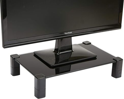 Mind Reader Monitor Stand, Desktop Organizer, Laptop, Computer, Riser, Office, Glass, 15.5" L x 10" W x 2-4.75" H, Black in Saudi Arabia
