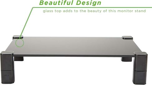 Mind Reader Monitor Stand, Desktop Organizer, Laptop, Computer, Riser, Office, Glass, 15.5" L x 10" W x 2-4.75" H, Black in Saudi Arabia