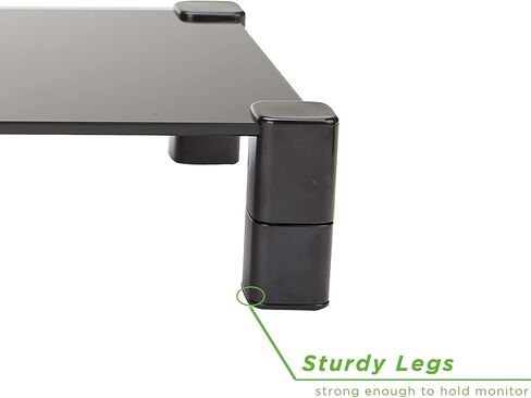 Mind Reader Monitor Stand, Desktop Organizer, Laptop, Computer, Riser, Office, Glass, 15.5" L x 10" W x 2-4.75" H, Black in Saudi Arabia