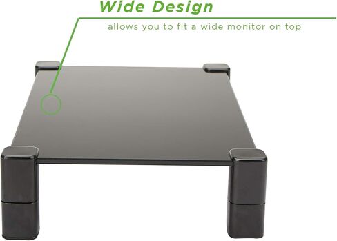 Mind Reader Monitor Stand, Desktop Organizer, Laptop, Computer, Riser, Office, Glass, 15.5" L x 10" W x 2-4.75" H, Black in Saudi Arabia