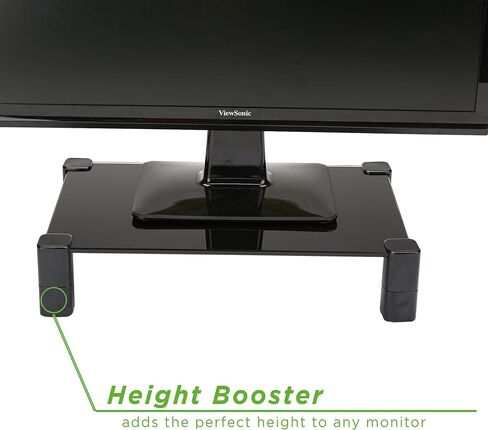 Mind Reader Monitor Stand, Desktop Organizer, Laptop, Computer, Riser, Office, Glass, 15.5" L x 10" W x 2-4.75" H, Black in Saudi Arabia