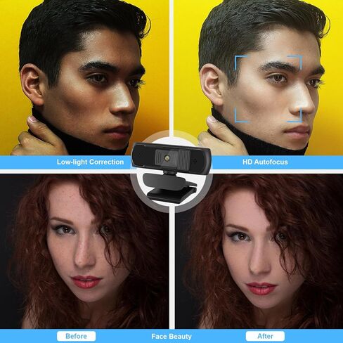 Emonoo 1080P AutoFocus Full HD Webcam with Privacy Cover - with Digital Microphone USB Computer Camera for PC Laptop Desktop Mac Video Calling, Conferencing Skype YouTube 5 Million Pixels webcamera in Kuwait