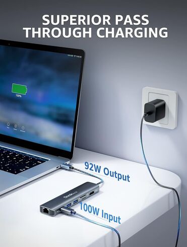 USB C Hub Multiport Adapter, dockteck 7-in-1 USB-C Hub with 4K 60Hz, 1Gbps Ethernet, 100W Power Delivery, SD/TF Card Slots, USB 3.0 5Gbps Data Ports, for MacBook Pro, MacBook Air, iPad Pro, XPS in Saudi Arabia