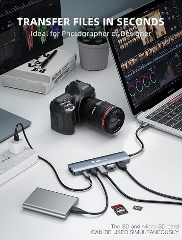 USB C Hub Multiport Adapter, dockteck 7-in-1 USB-C Hub with 4K 60Hz, 1Gbps Ethernet, 100W Power Delivery, SD/TF Card Slots, USB 3.0 5Gbps Data Ports, for MacBook Pro, MacBook Air, iPad Pro, XPS in Saudi Arabia