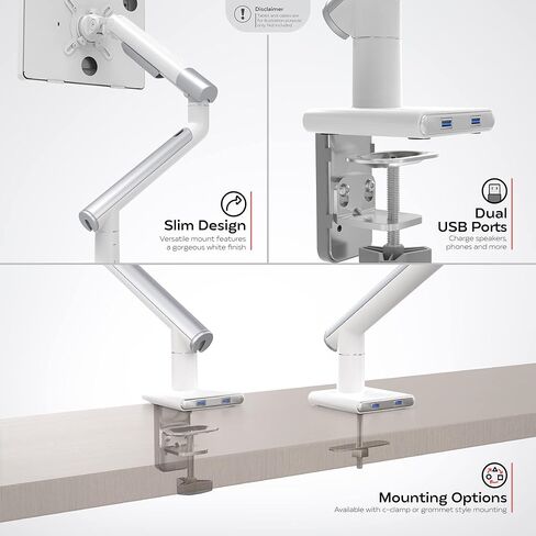 CTA Digital White Tablet Arm Mount for Desks with Anti-Theft Security for iPad 10.2 Series - iPad Air 3 - & iPad Pro 10.5 - White (PAD-SSMAE) in Saudi Arabia