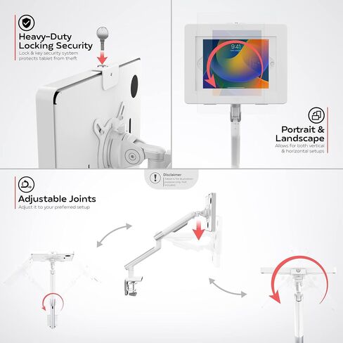 CTA Digital White Tablet Arm Mount for Desks with Anti-Theft Security for iPad 10.2 Series - iPad Air 3 - & iPad Pro 10.5 - White (PAD-SSMAE) in Saudi Arabia