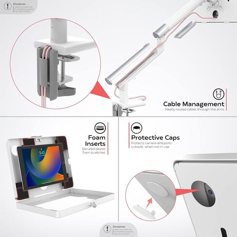 CTA Digital White Tablet Arm Mount for Desks with Anti-Theft Security for iPad 10.2 Series - iPad Air 3 - & iPad Pro 10.5 - White (PAD-SSMAE) in Saudi Arabia