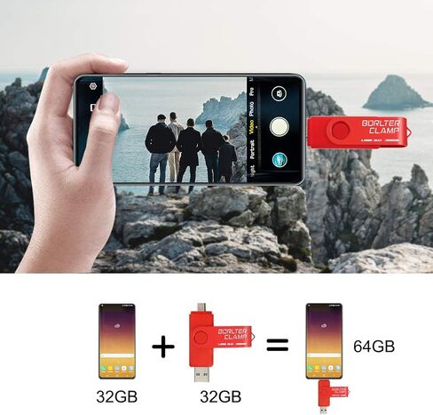 محرك أقراص فلاش BorlterClamp سعة 128 جيجابايت USB 3.0 ثنائي المنفذ، محرك أقراص OTG الإبهام مع منفذ محرك USB صغير للهواتف الذكية التي تعمل بنظام Android والكمبيوتر اللوحي والكمبيوتر (أخضر) in Saudi Arabia