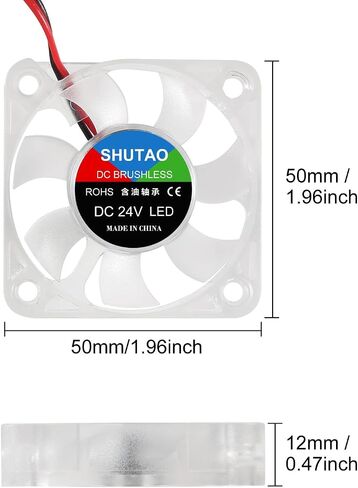 4PCS 5010 Cooling Fan 12V RGB 50x50x10mm DC 12V 50mm Brushless Cooling Fans 10mm Fan Blue LED Cooler Fan 2 Pin for 3D Printer in Kuwait