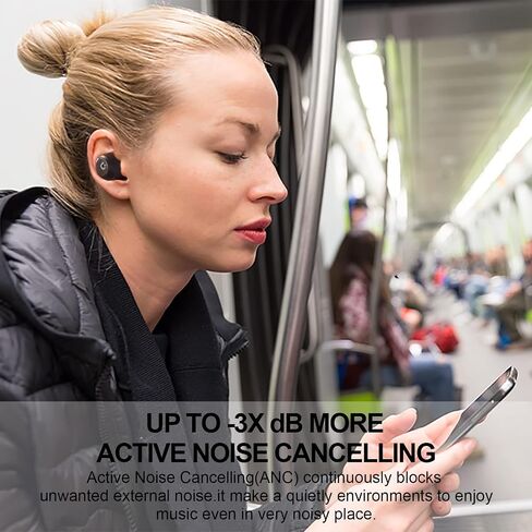 GUNING S2 Active Noise Cancelling Wireless Earbuds, Immersive Sound and Clear Call,in Ear Detection,Build in Mic,36H Playtime with Metal Smart Charging Case,IPX5 Waterproof Sport Black Headphones in Saudi Arabia