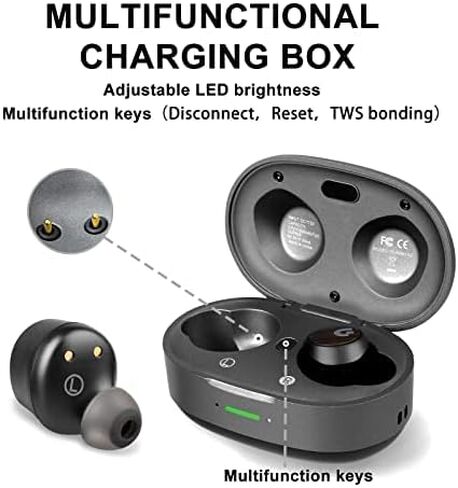 GUNING S2 Active Noise Cancelling Wireless Earbuds, Immersive Sound and Clear Call,in Ear Detection,Build in Mic,36H Playtime with Metal Smart Charging Case,IPX5 Waterproof Sport Black Headphones in Saudi Arabia