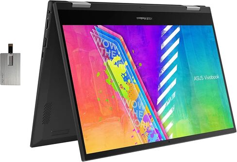 ASUS 2022 VivoBook Go 14 Flip رفيع وخفيف 2 في 1 كمبيوتر محمول يعمل باللمس، معالج Intel Celeron N4500، ذاكرة وصول عشوائي 4 جيجابايت، ذاكرة فلاش eMMC سعة 64 جيجابايت، رسومات Intel HD، كاميرا ويب عالية الدقة، أزرق هادئ، Win 11 S، بطاقة USB سعة 128 جيجابايت in Saudi Arabia