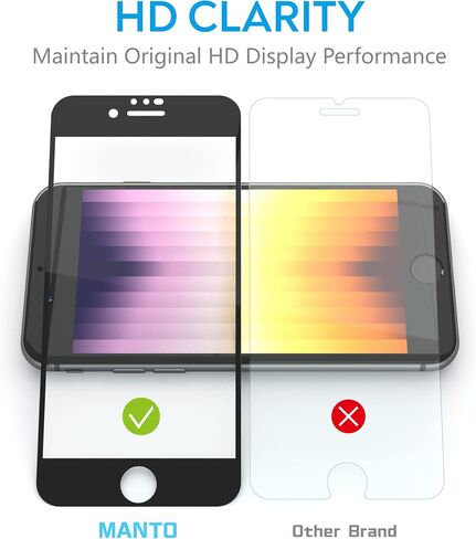 واقي شاشة MANTO مكون من قطعتين لهاتف iPhone SE 3 (2022)، iPhone SE 2020، iPhone 8، iPhone 7، iPhone 6S/6 تغطية كاملة من الزجاج المقسى لحماية الشاشة من الحافة إلى الحافة 4.7 بوصة in Kuwait