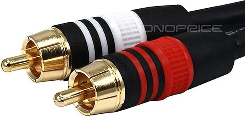 Monoprice 6ft Premium 3.5mm Stereo Male to 2RCA Male 22AWG Cable (Gold Plated) - Black in Kuwait