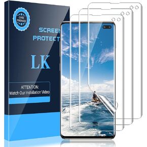 ال كيه [3 قطع] واقي شاشة لسامسونج جالاكسي S10 بلس / S10+، [متوافق مع بصمة الاصبع بالموجات فوق الصوتية] [غشاء مرن] HD شفاف مضاد للخدش مع ضمان استبدال مدى الحياة in Kuwait