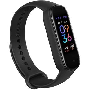 جهاز تتبع اللياقة البدنية Amazfit Band 5 المُجدد المعتمد مع Alexa المدمج، عمر بطارية 15 يومًا، أكسجين الدم، معدل ضربات القلب، مراقبة النوم والإجهاد، مقاومة للماء 5 ATM، أسود in Kuwait