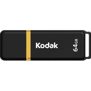 Kodak EKMMD64GK103 - محرك أقراص USB 3.2/3.1/3.0-64 جيجابايت - السلسلة الكلاسيكية - موديل K100 - غلاف أسود مع رقبة صفراء شفافة + غطاء in Kuwait