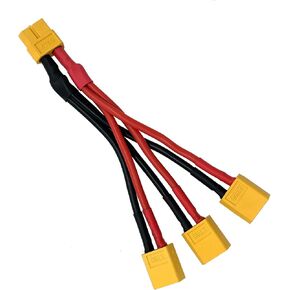 XT60 Parallel Battery Connector Male/Female Cable Extension Y Splitter 3-Way 14AWG Silicone Wire for RC Battery Motor (1 Female to 3 Male)