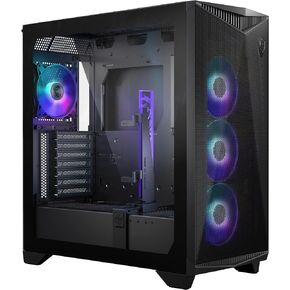 MSI Premium Mid-Tower PC Gaming Case – Tempered Glass Side Panel – 4X ARGB 120mm Fan – Liquid Cooling Support up to 360mm Radiator x 1 – Cable Management System – MPG GUNGNIR 300R Airflow