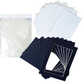 Studio 500 Art Pack of 10 Blue Pre-Cut 16x20 Picture Mat for 11x14 Photo with White Core Bevel Cut Mattes Sets. Includes 10 A1 Acid Free Mats & 10 Backing Board & 10 Clear Bags in Saudi Arabia