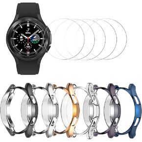 Haojavo [6+6] Pack for Samsung Galaxy Watch 4 Classic 42mm Case with Screen Protector, Soft TPU Cover Protective Bumper Shell + Tempered Glass Screen Protector Film for Galaxy Watch 4 Classic 42mm in Kuwait