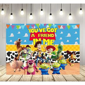 خلفية سماء زرقاء لمستلزمات الحفلات بعبارة «You 've Got A Friend in Me»، خلفيات صور بطابع قصة لعبة، لافتة لحفلات استقبال المولود 59×38 انش in Kuwait