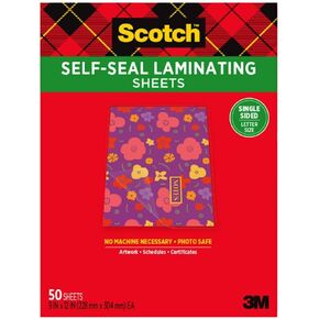 Scotch Self-Seal Laminating Sheets, Letter Size 9 in x 12 in, Single Sided, Pack of 50 in Saudi Arabia
