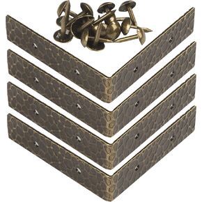 Dritz Textured Right Angle, Large Decorative Metal Corners, Antique Brass 4
