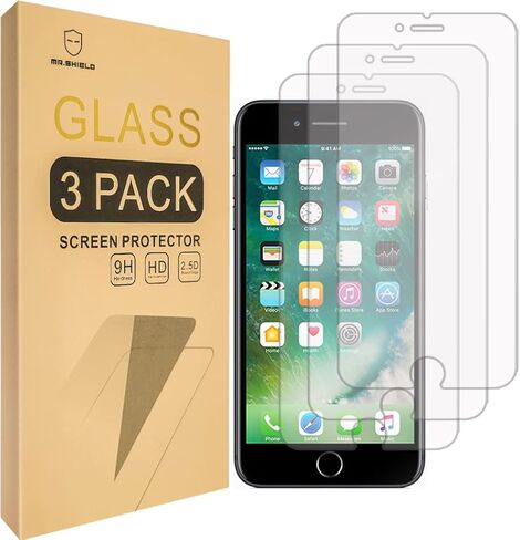 Mr.Shield [3-PACK] Designed For iPhone 8 / iPhone 7 [Tempered Glass] Screen Protector [0.3mm Ultra Thin 9H Hardness 2.5D Round Edge] with Lifetime Replacement in Saudi Arabia