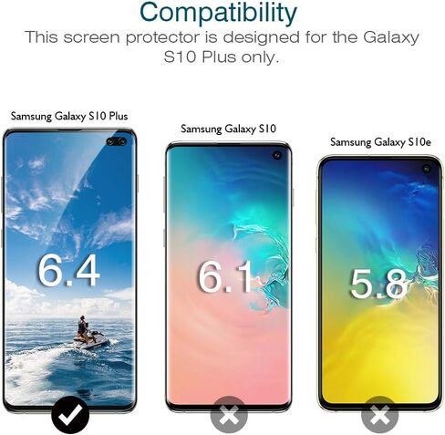 ال كيه [3 قطع] واقي شاشة لسامسونج جالاكسي S10 بلس / S10+، [متوافق مع بصمة الاصبع بالموجات فوق الصوتية] [غشاء مرن] HD شفاف مضاد للخدش مع ضمان استبدال مدى الحياة in Kuwait