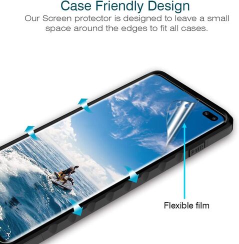 ال كيه [3 قطع] واقي شاشة لسامسونج جالاكسي S10 بلس / S10+، [متوافق مع بصمة الاصبع بالموجات فوق الصوتية] [غشاء مرن] HD شفاف مضاد للخدش مع ضمان استبدال مدى الحياة in Kuwait